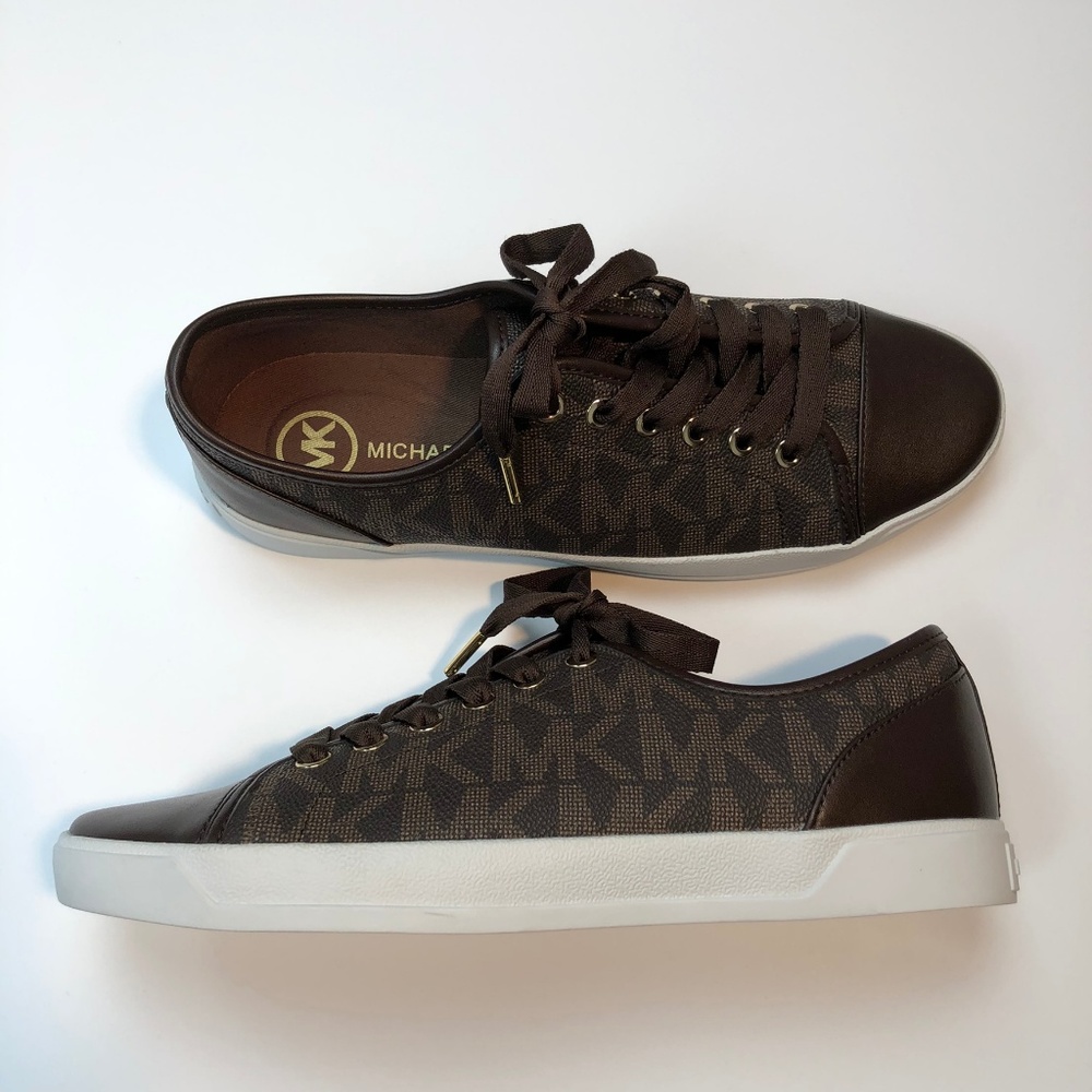 NWOT Michel Kors Brown  Monogram Sneakers